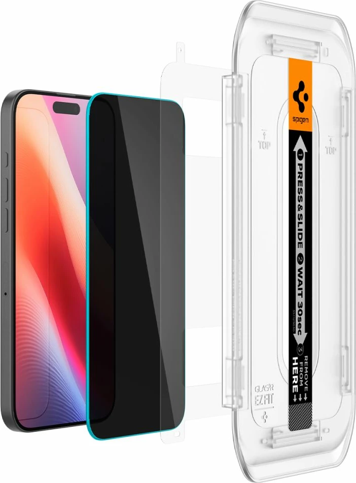 Xham mbrojtës Spigen Glas.tR EZ Fit Privacy për iPhone 16 Pro, 2 copë
