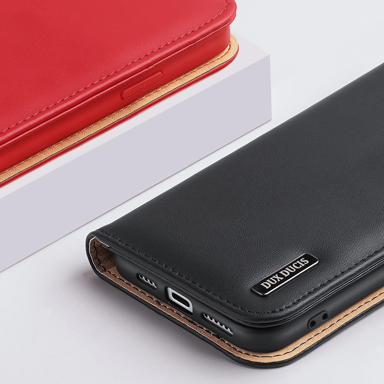 Mbështjellës Dux Ducis Hivo për iPhone 14 Pro Max, lëkurë natyrale, kafe