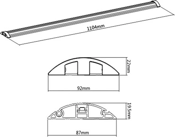 Mbulesë kabllosh për dysheme ROLINE 19.08.3107, 2-kanale, 1.1 m, 92x22 mm, alumin, argjend/zi