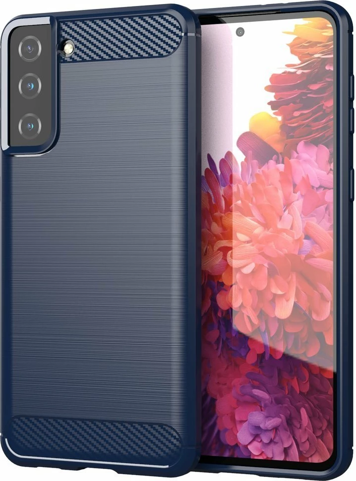 Mbështjellës Hurtel Carbon Case për Samsung Galaxy S21+ 5G, TPU, blu