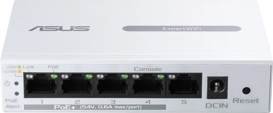 Switch ASUS ExpertWiFi EBP15, 5-Port Gigabit, smart managed PoE+ (4x PoE+), 60W, i bardhë