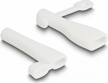 Kapak pluhuri DeLOCK për USB-A mashkull dhe USB-C mashkull, set 2 copë, silikon, i bardhë