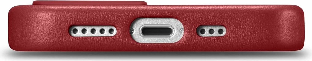 Mbështjellës iCarer për iPhone 14 Plus, lëkurë natyrale, MagSafe, Kuq