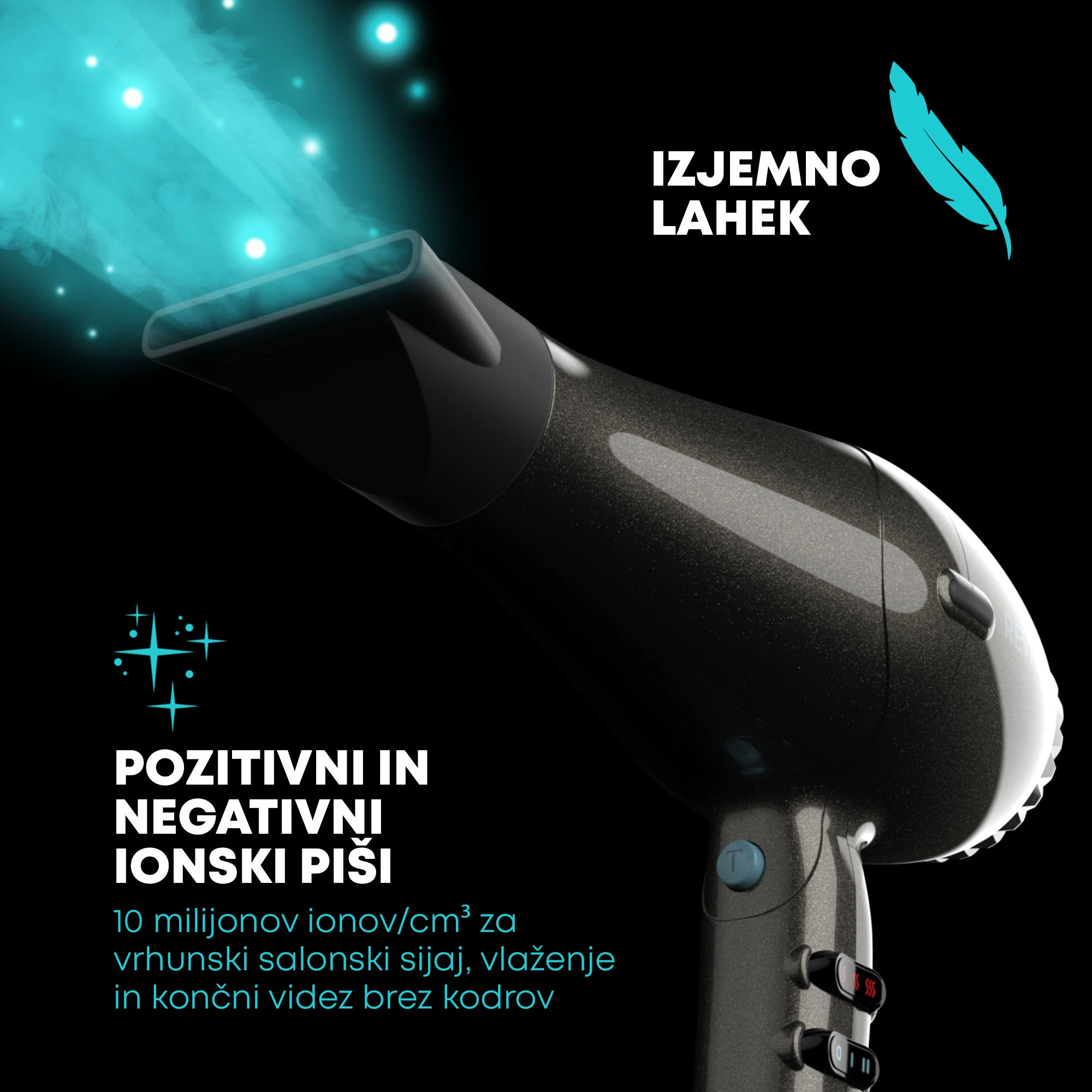 Fen flokësh Revamp Progloss DR-3950 2300W, jonik, 2 grykë, e zezë