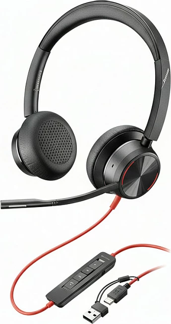Kufje Poly Blackwire C8225-M, stereo, USB-C/USB-A, me mikrofon, të zeza