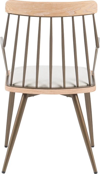 Karrige me mbështetëse Posse, metal bronzi, dru i bardhë, stof bezhë, 52x59x83cm