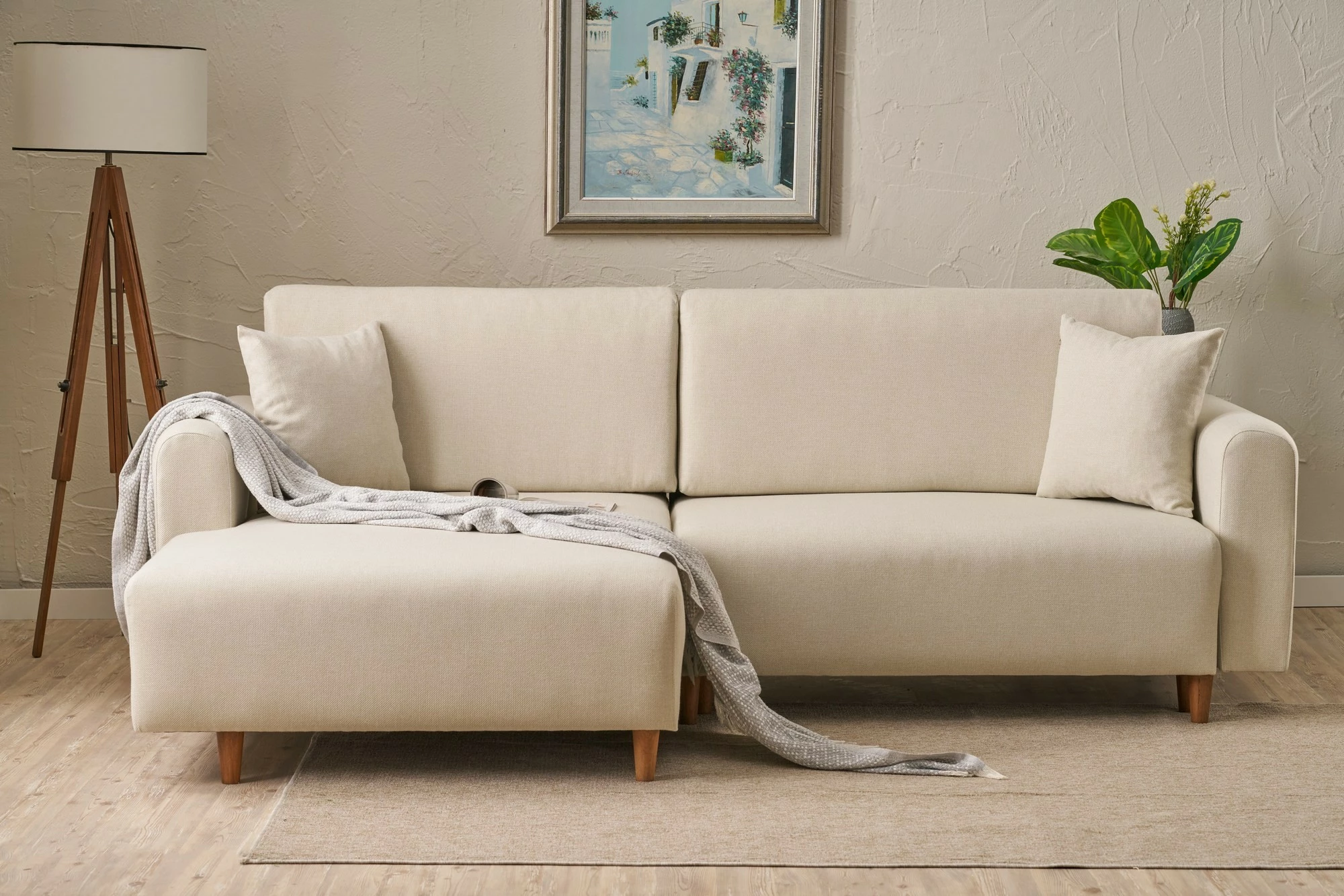 Kënd divan-krevat Atelier del Sofa, Mane majtas, krem