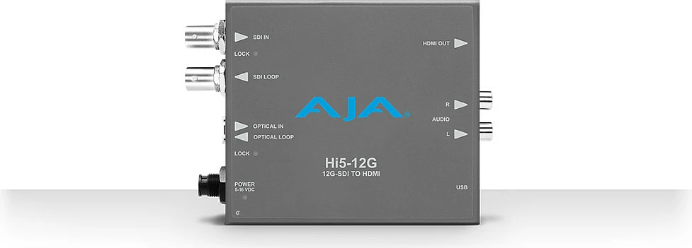 Konvertues 12G-SDI në HDMI AJA Hi5-12G, 4K, gri