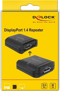 Repeater DisplayPort DeLOCK 11474, 8K 7680x4320, 12 m, me adapter, i zi