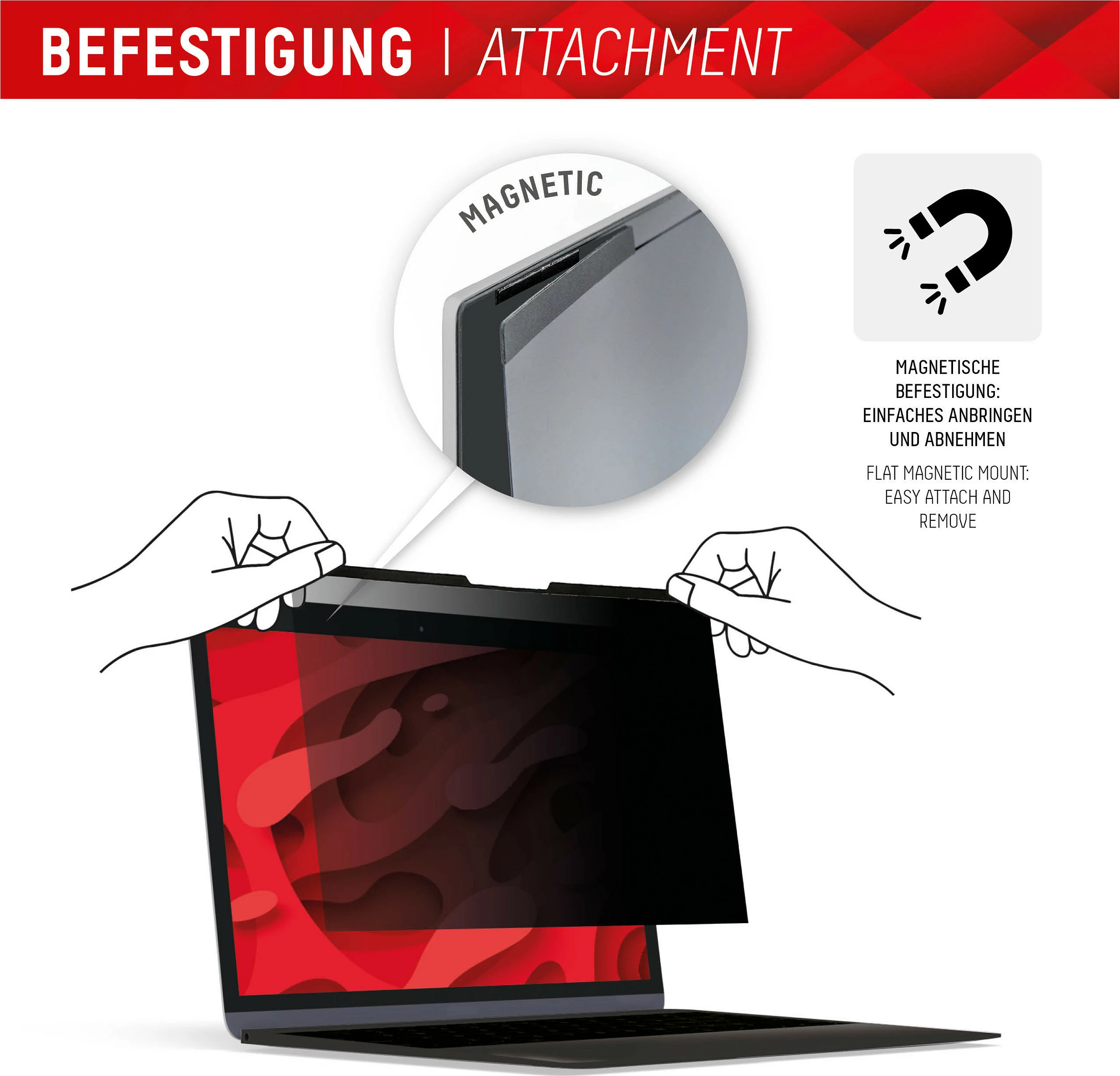 Filtër privatësie magnetik Displex Privacy Safe 14" (16:9), 2-anësh matt/glossy, filtër drite blu, i zi