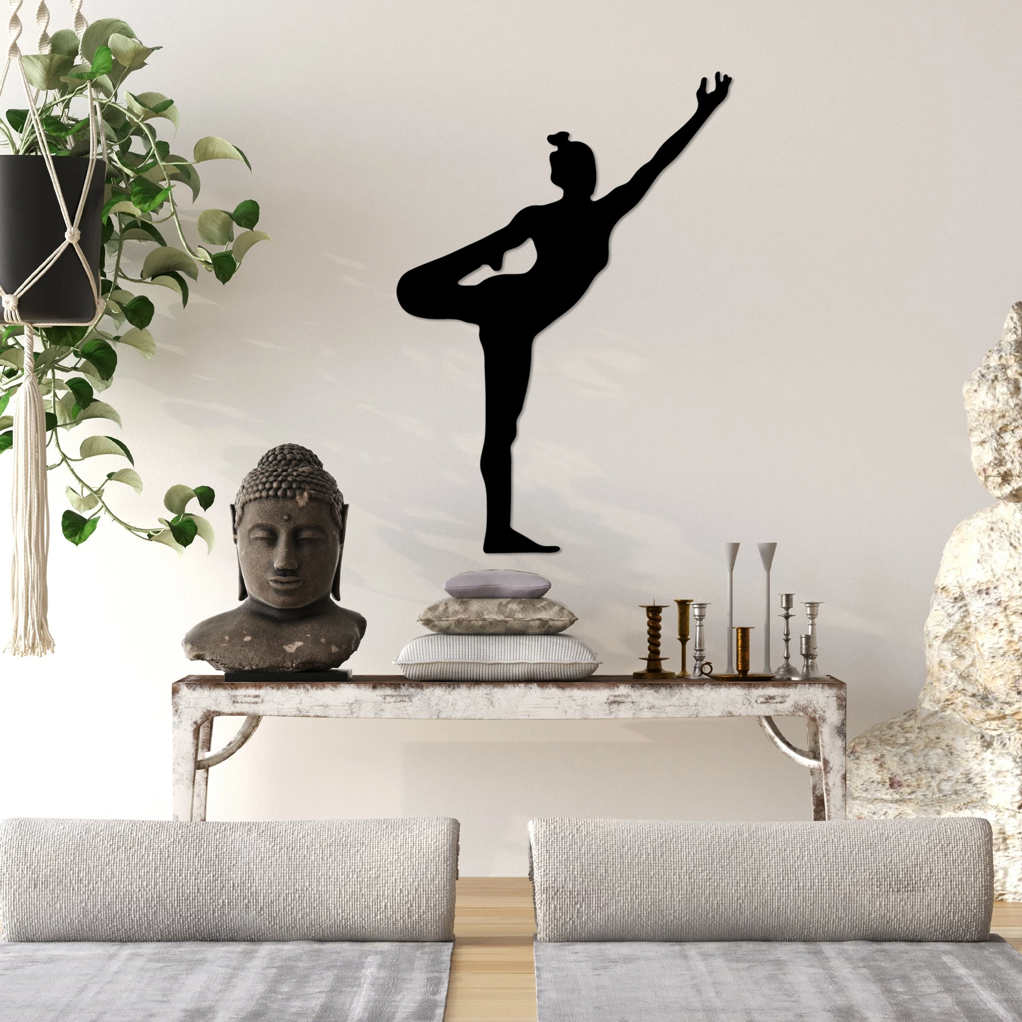 Aksesor dekorativ metalik për mur, Wallity Yoga 19, ngjyrë e zezë, 42x60cm