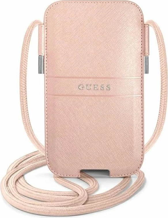 Çantë telefoni Guess Saffiano Strap 6.7", rozë