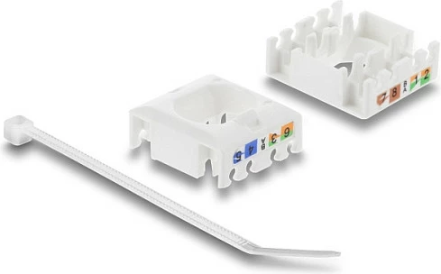 Modul keystone DeLOCK RJ45 Cat6 UTP, LSA tool-free, me kapak pluhuri, bardhë/zi