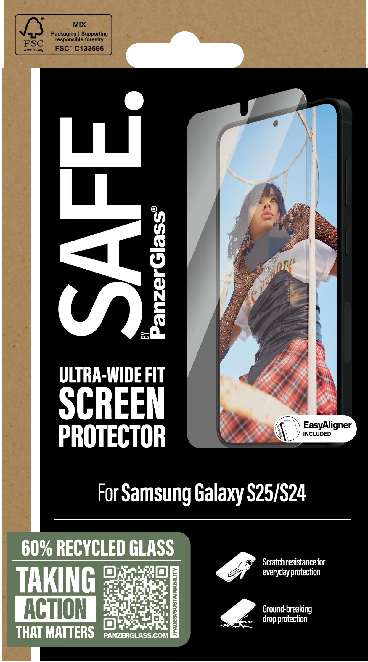 Mbrojtës ekrani PanzerGlass për Samsung Galaxy S25, transparent