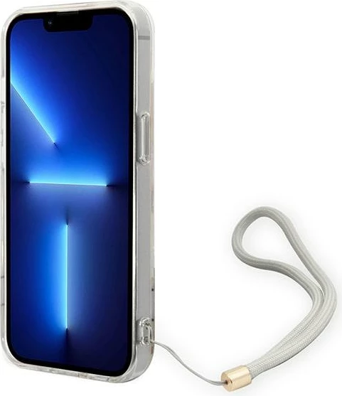 Mbështjellës Guess GUOHCP14MHFLSU për iPhone 14 Plus 6.7", Flower Strap, vjollcë