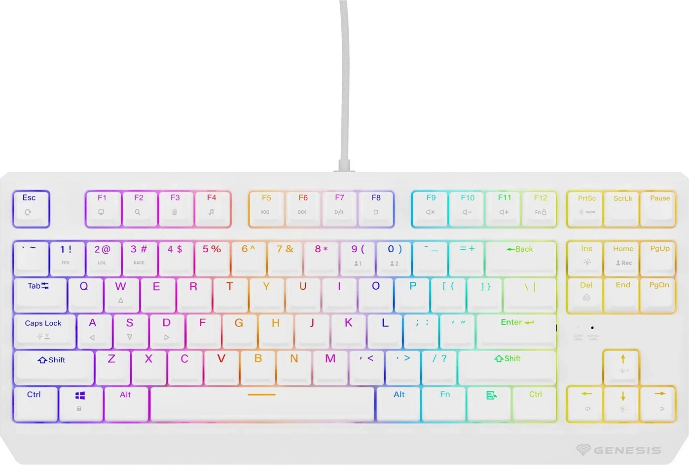 Tastierë mekanike GENESIS Thor 230 TKL, QWERTY, US English, RGB, e bardhë