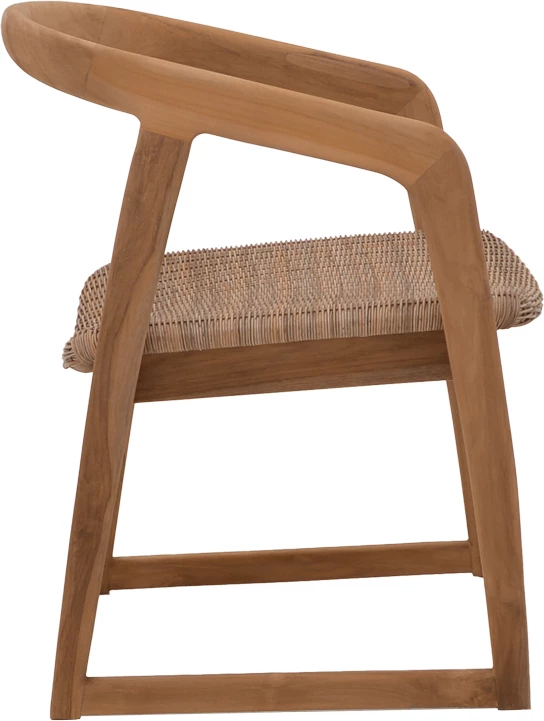 Karrige Somalia skelet alumini me këmbë druri teak, ngjyrë natyrale dhe kafe, 57x62x80cm