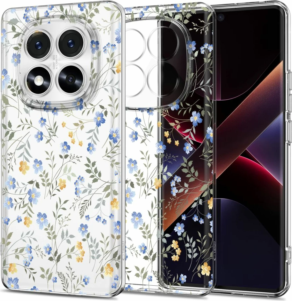 Mbështjellës Tech-Protect FlexAir për Xiaomi Redmi Note 14 Pro 5G / Poco X7 5G, lule, transparent