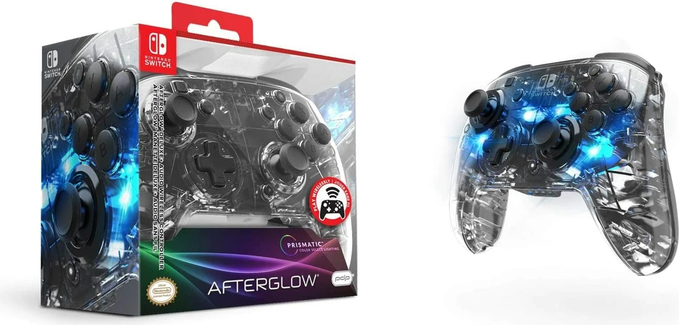 Kontrollor wireless PDP Afterglow Wireless Deluxe për Nintendo Switch, RGB, transparent