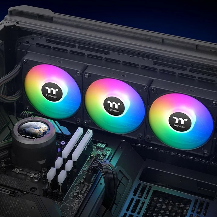 Ftohës me lëng Thermaltake TH360 V2 Ultra EX ARGB Sync, 3x120mm, ekran LCD, i zi