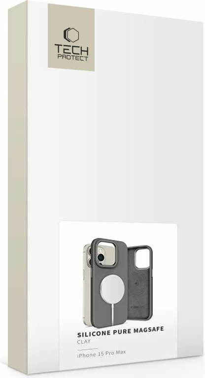 Mbështjellës Tech-Protect Silicone PUZ MagSafe për iPhone 15 Pro Max, Gri