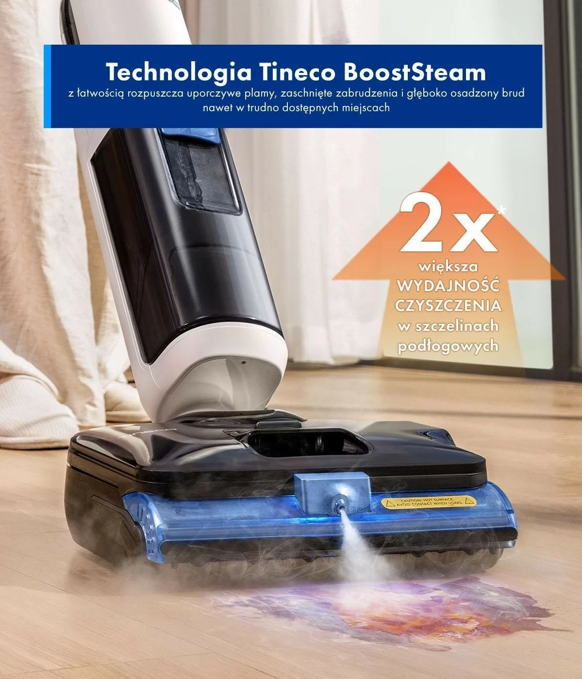 Kasë pastrimi Tineco Floor S6 Stretch Steam Plus, 1000ml, HEPA, e bardhë