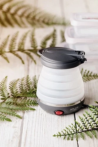 Çajnik Elektrik Adler AD 1279, 0.6 L, 750 W, i Zi dhe i Bardhë