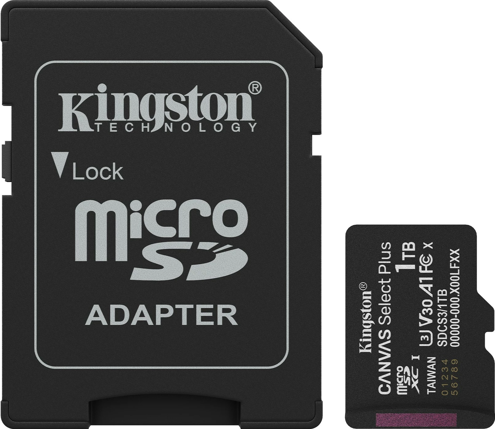 Kartelë microSDXC Kingston Canvas Select Plus Gen3 1TB me adapter, e zezë