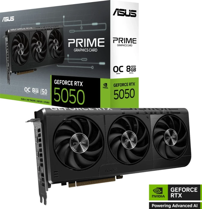 Kartelë grafike ASUS Prime GeForce RTX 5050 OC, 8GB GDDR6, PCIe 5.0, e zezë