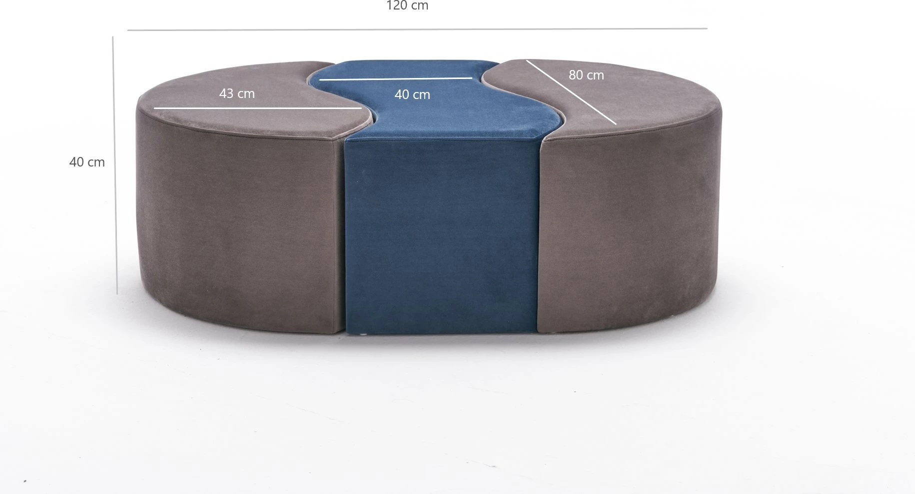 Puf Atelier del Sofa Alya, ngjyrë mink dhe kaltër