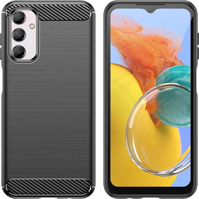 Mbështjellës Hurtel Carbon Case për Samsung Galaxy M14, i zi