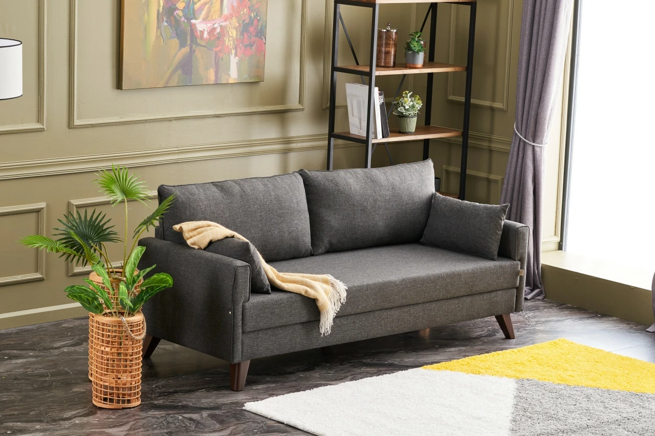 Krevat-sofë treshe, ngjyrë antracit, Bella Sofa Bed