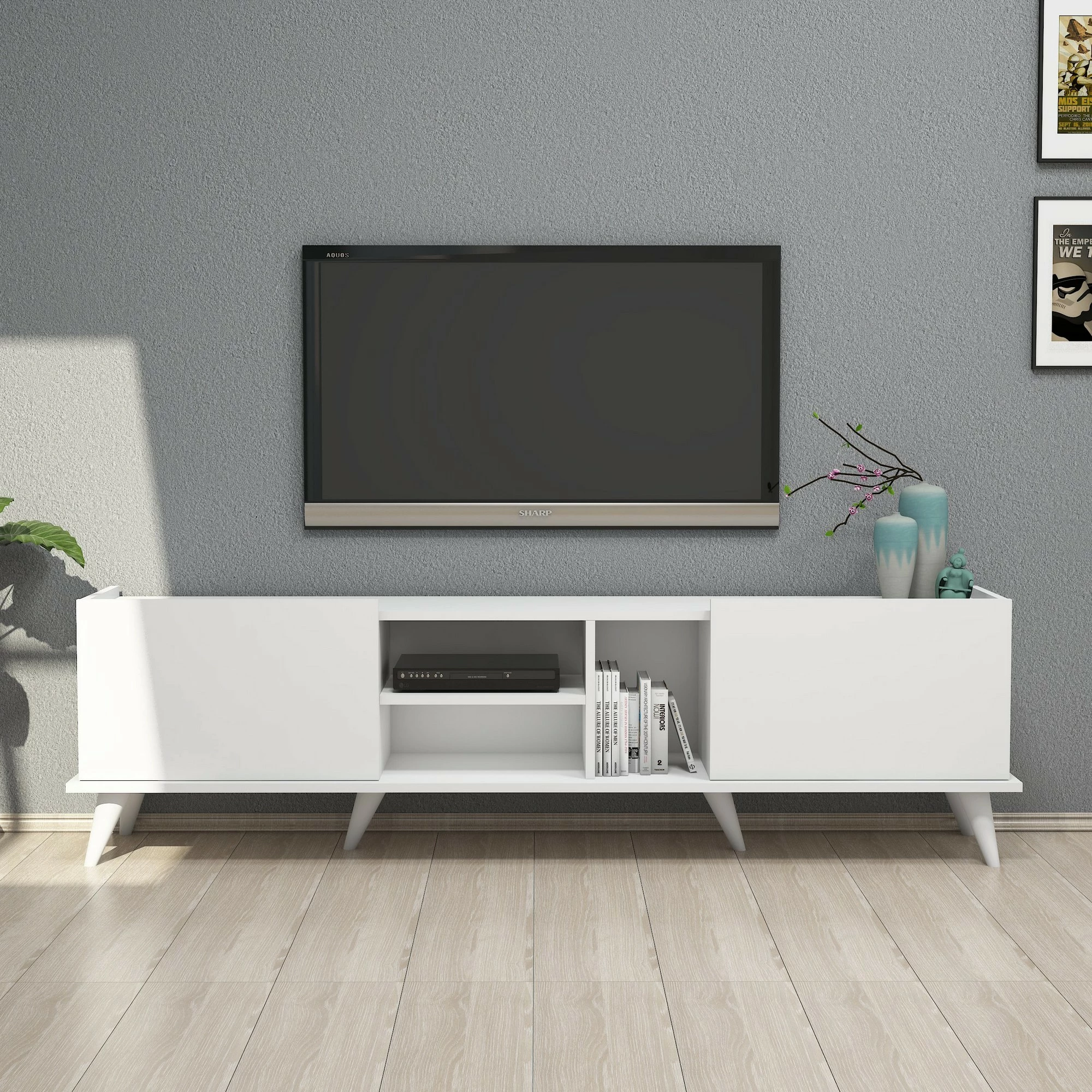 Komodë TV Hanah Home, Elegante 1320, e bardhë, 180x52x34cm