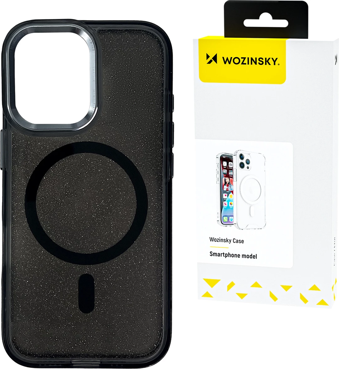 Mbështjellës Wozinsky Glitter Case me MagSafe për Samsung Galaxy S25+, i zi me shkëlqim