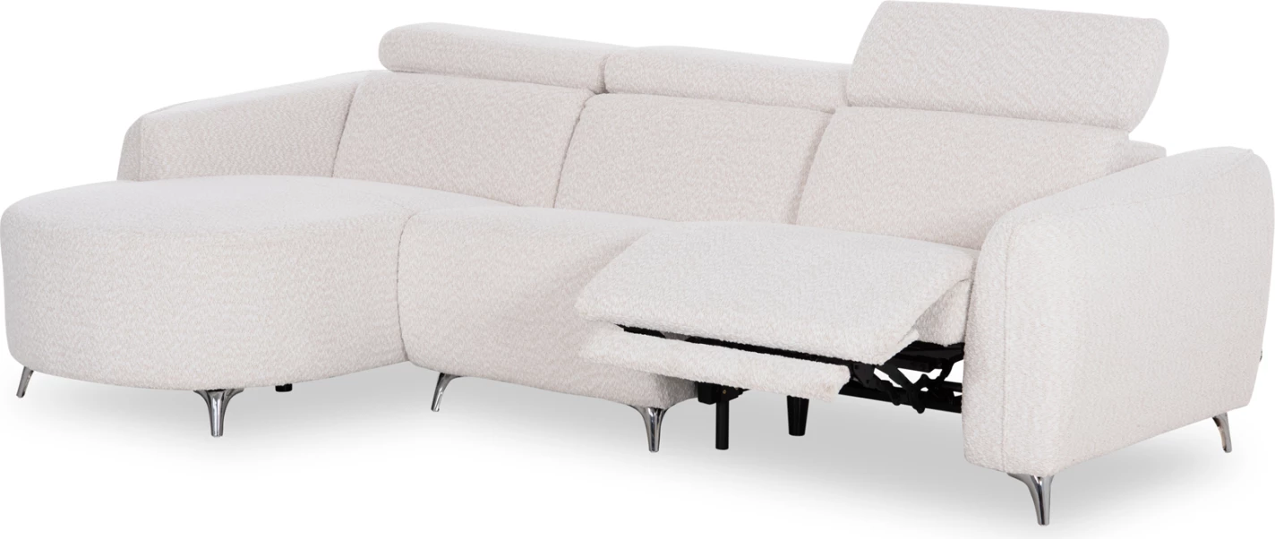 Këndore e majtë treshe me recline Valente, material teddy bezhë, CD3317.02L, 275x160x104cm