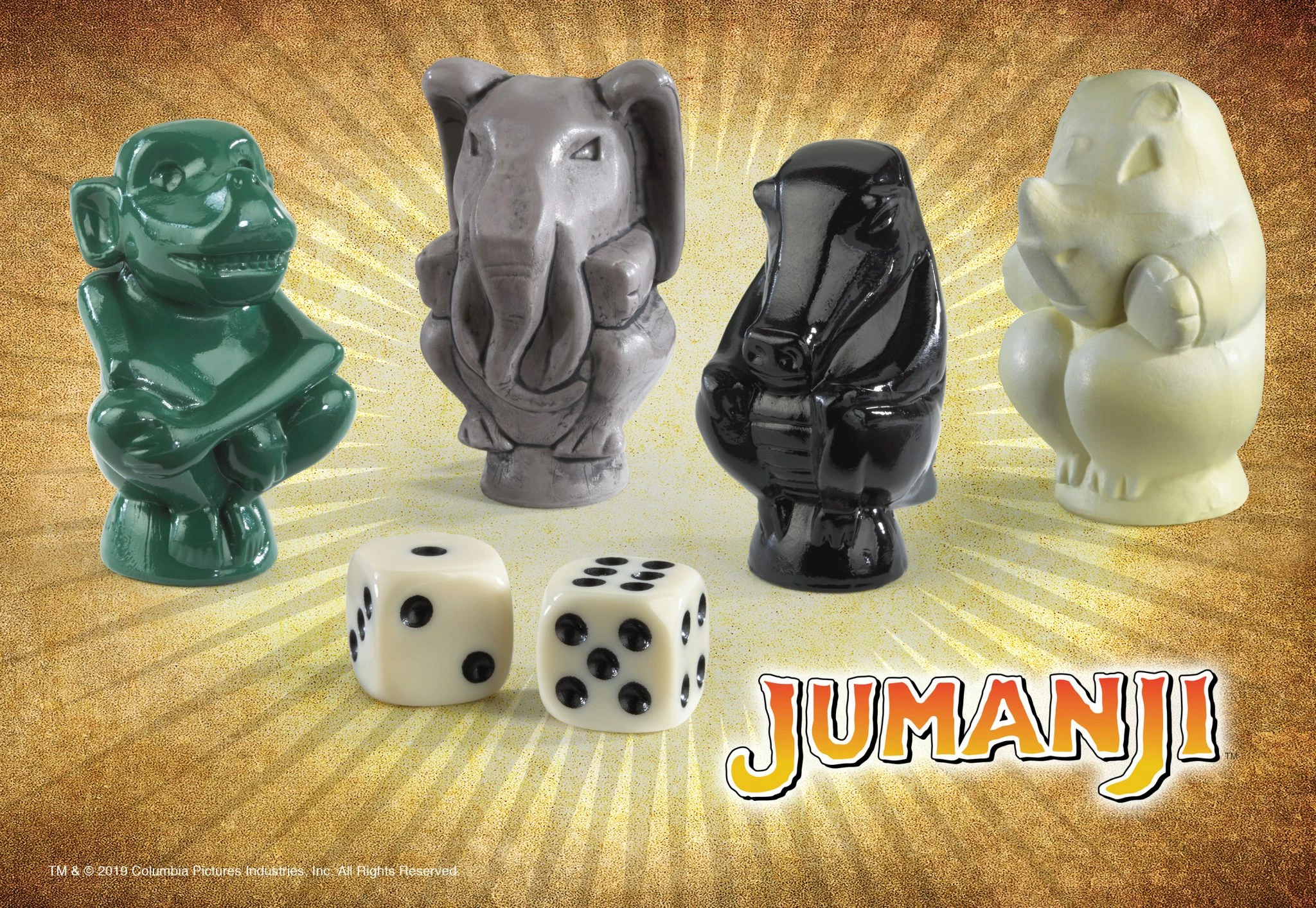 Lojë tavoline NOBLE COLLECTION Jumanji Collector's Replica, 16 x 11 x 4 cm, set me toteme, zare dhe karta, për 2-4 lojtarë, 14+