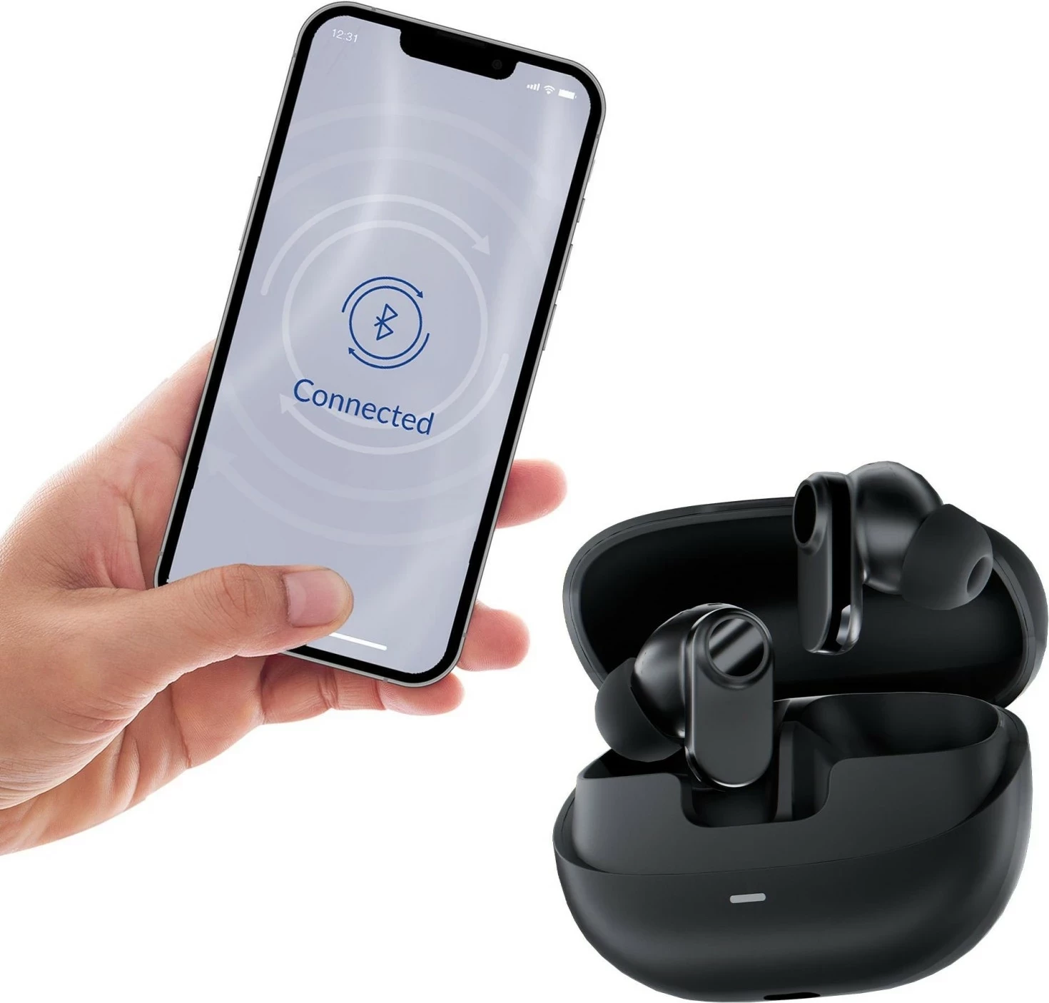 Kufje 3MK FitPods, Bluetooth 6.0, ANC, True Wireless, IPX4, të zeza