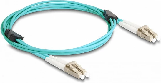 Kabllo fiber optike DeLOCK LC-LC Duplex OM3 2m, e blinduar metal, aqua