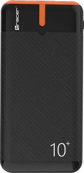 Power bank Tracer EnerGo TRABAT47513 10000mAh 37Wh 5V 2A 3 porta 2x USB-A 1x USB-C kabllo USB-C në USB-C e përfshirë, black-orange