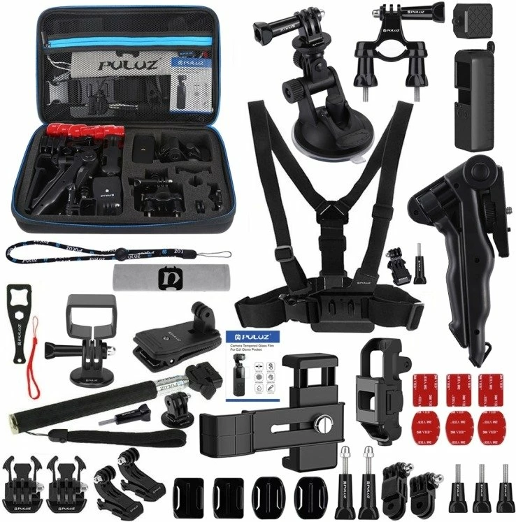 Set aksesorësh Puluz Ultimate Combo 43 në 1 për DJI Osmo Pocket, i zi