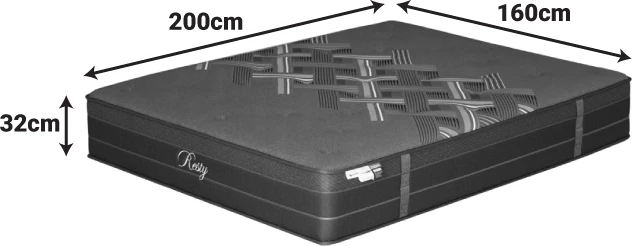 Dyshek Resty me susta xhepi, euro top, njëanësh, 160x200cm, gri