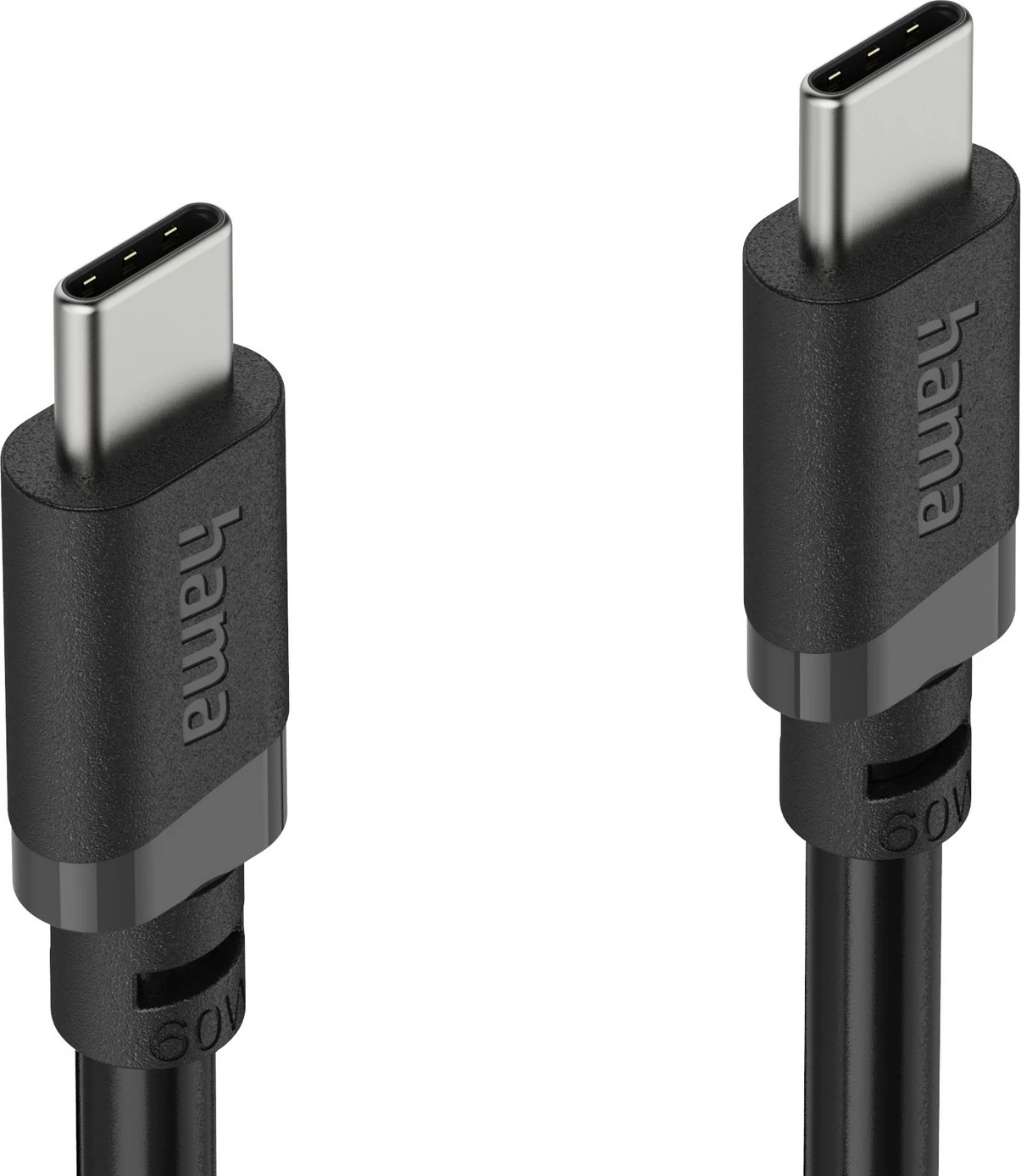 Kabllo Hama USB-C në USB-C, 2 m, PD 60W, e zezë