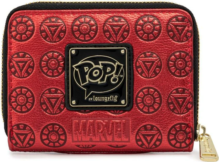 Portofol Loungefly Marvel Iron Man Head, zip-around, lëkurë vegane PU, 12.7 x 10 cm, i kuq/zi