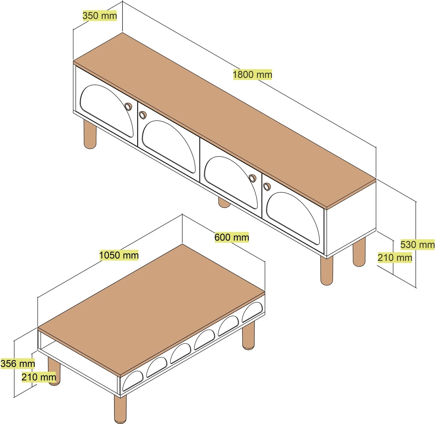 Set mobiljesh për dhomë dite, Skye Decor, Bohem 855, krem