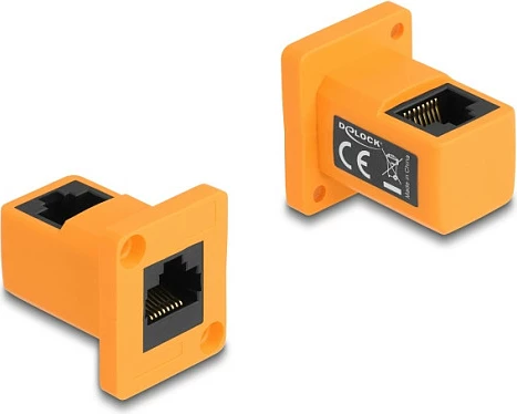 Modul RJ45 DeLOCK D-Type, femër-femër, 90° i kënduar, portokalli