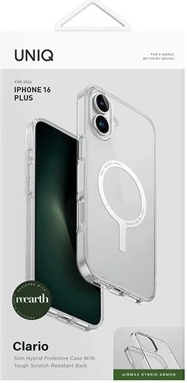 Mbështjellës UNIQ Clario për iPhone 16 Plus 6.7", Magclick, Transparent