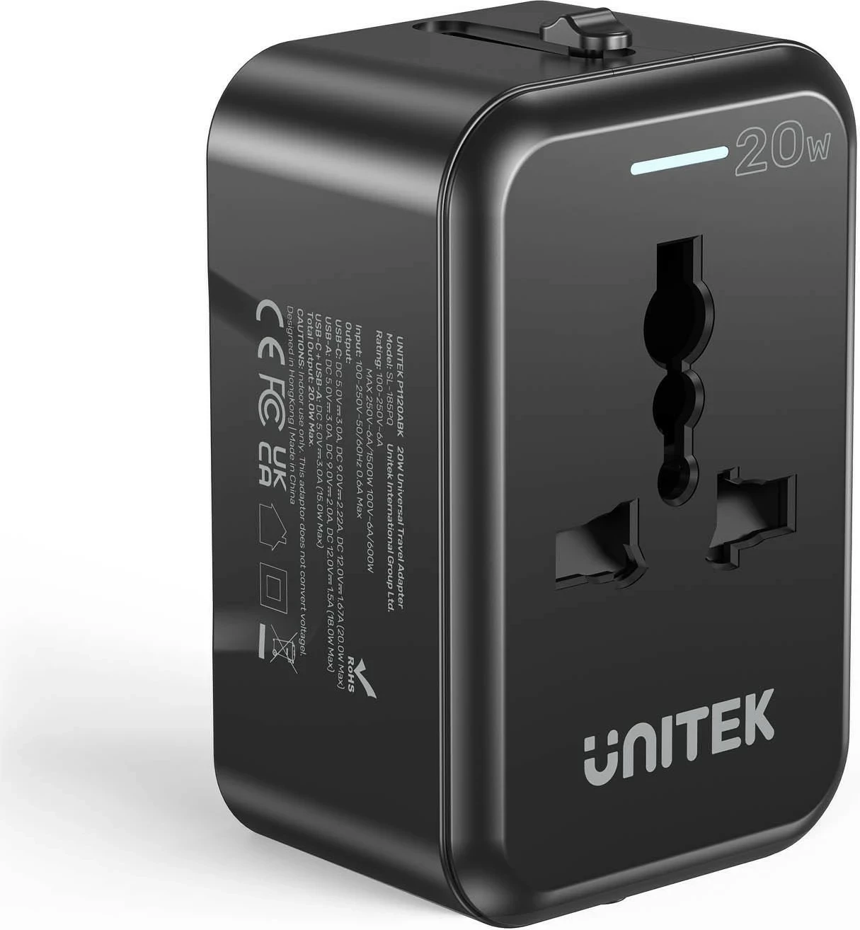 Karikues udhëtimi Unitek, PD 20 W, i zi