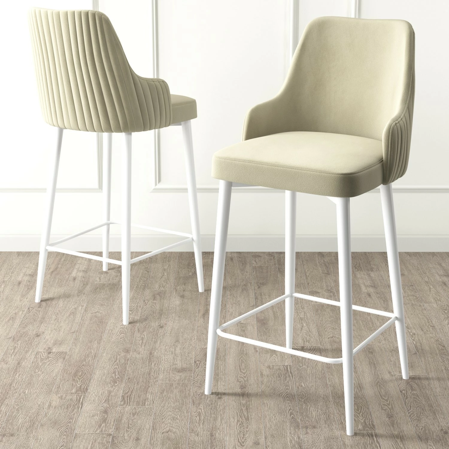 Set karrigesh për bar (4 copë), Hanah Home, Enox, krem, bardhë