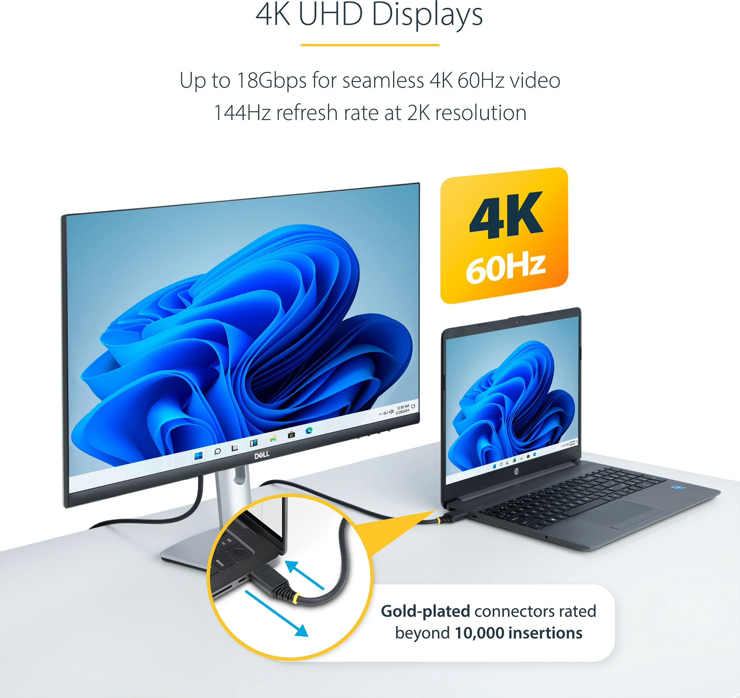 Kabllo HDMI StarTech Premium Certified HDMI 2.0, 1m, 4K 60Hz, 18Gbps, HDR10, ARC, e zezë