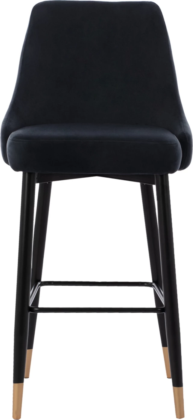 Karrige për bar SERENITY HM8519.04, kadife e zezë, kornizë metalike, 53x48x110 cm, set prej 2 copash